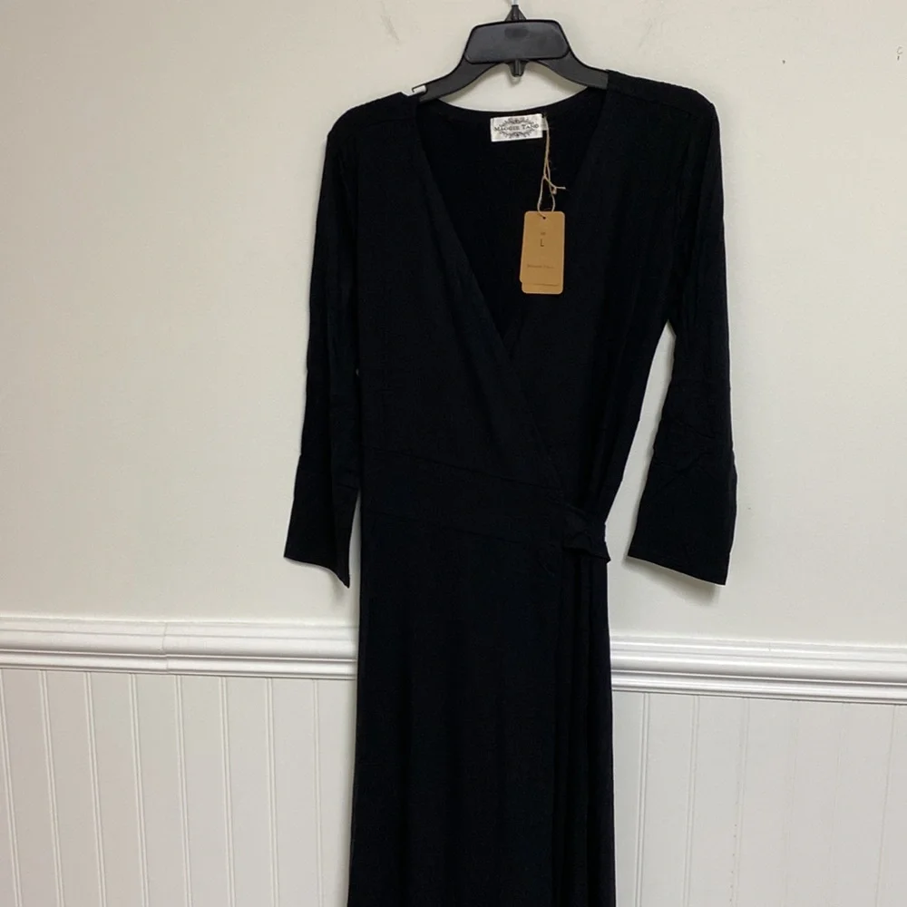 Maggie Tang Long Wrap Dress Black Size Large - Picture 2 of 6